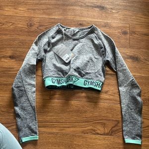 Gymshark dry fit long sleeve crop top womens workout top size small